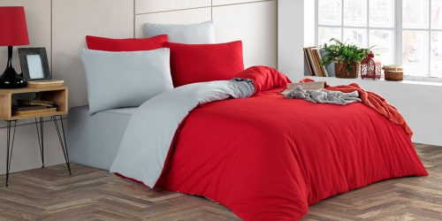 თეთრეული კოტონის PLAIN RED/GREY