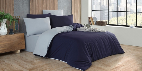 თეთრეული კოტონის PLAIN DARK BLUE/GREY
