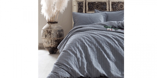 Organic Cotton Bed Spread STONEWASHED OCTOPUS NATURAL GREY
