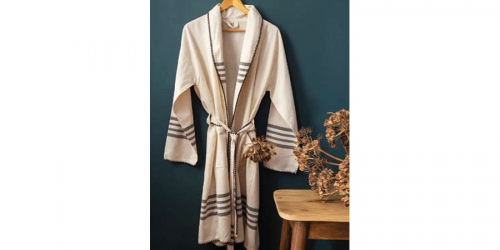 Linen Bathrobe, NOIR, S/M