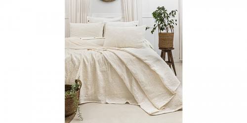 Muslin bedspread, double, OSCAR CREAM