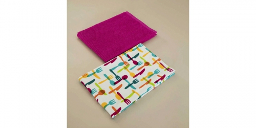 Tea towel set, 2pcs., 40x60cm., COOKING