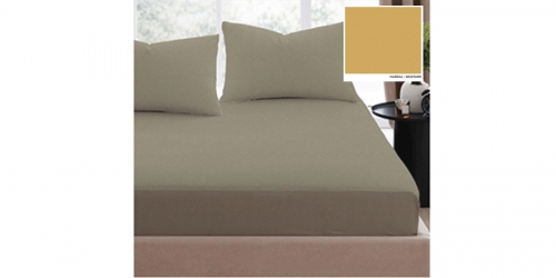 Cotton bedspread (on rubber) and 2 pillowcases, double, ADEN MUSTARD