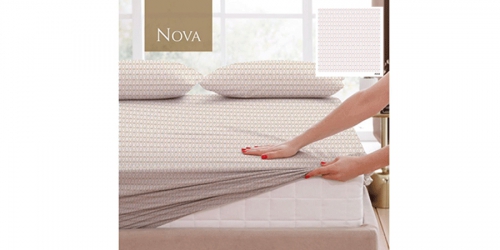 Cotton bedspread (on rubber) and 2 pillowcases, double, NOVA ROSE