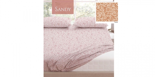 Duvet cover (on rubber) and 2 pillowcases, double, SANDY TOFFEE