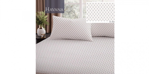 Duvet cover (on rubber) and 2 pillowcases, double, HAVANA BEIGE