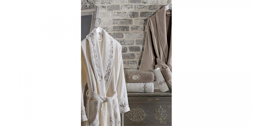 ხალათის და პირსახოცის ნაკრები CREAM-BEIGE