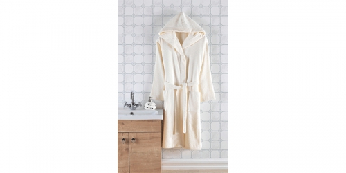 Hooded robe, S/M, beige