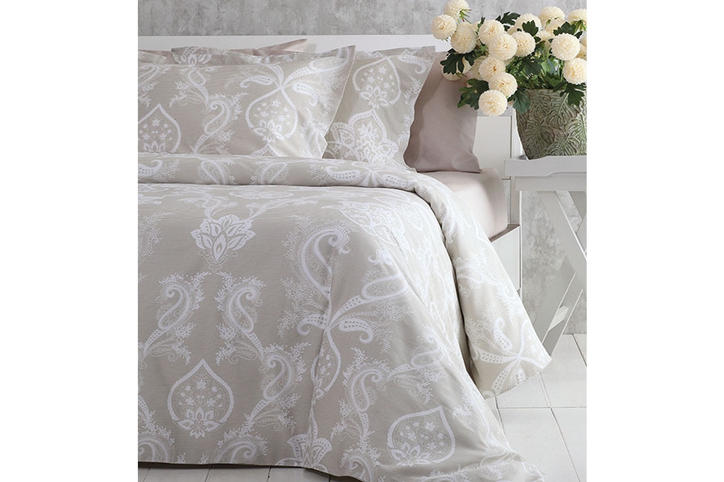 PAVIA ორსაწოლიანი სატინის თეთრეული CARLOTTE BEIGE