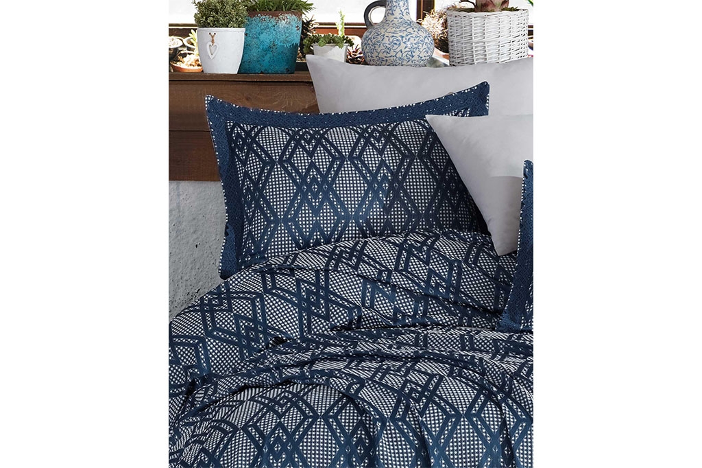 Double Bed Cover Set 6pcs, MARIA INDIGO, ELART