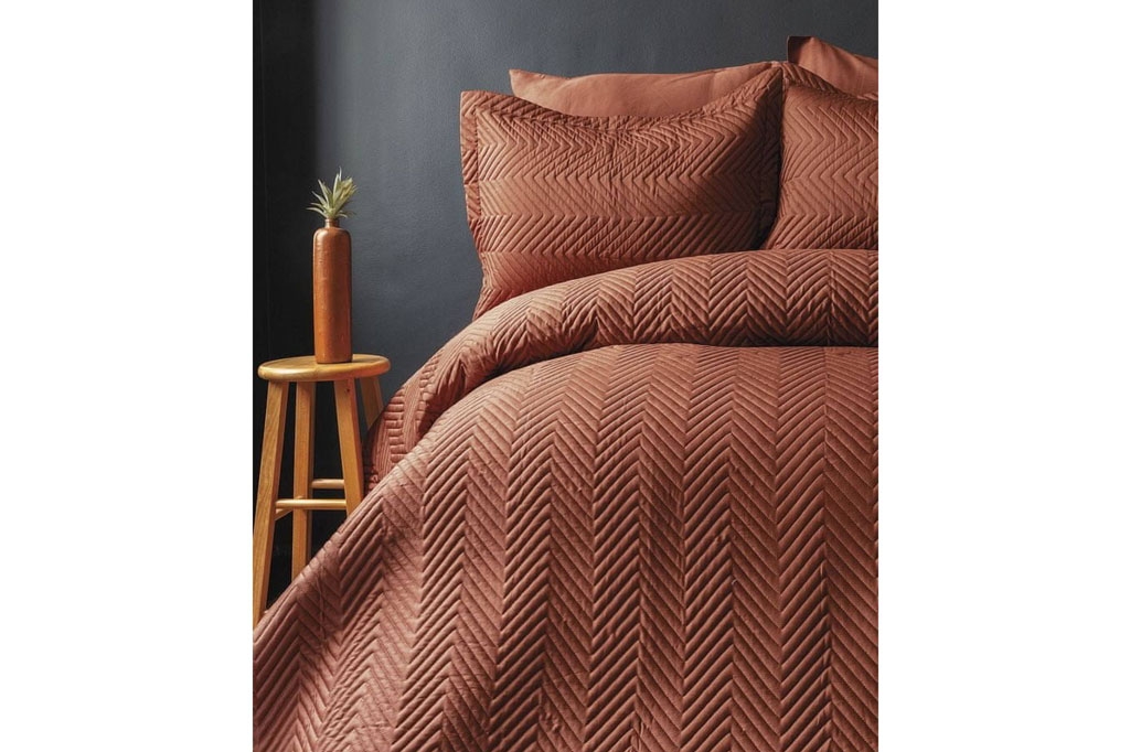 Bedspread W. 2 pcs. Pillowcase, SIMPLY COPPER