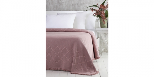 PAVIA Bedspread FRINGE PLUM