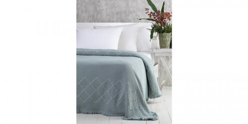 PAVIA Bedspread FRINGE GREEN