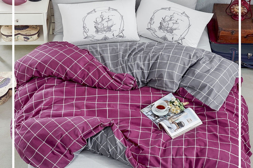 ორსაწოლიანი პოლიკოტონის თეთრეული TRENDY PURPLE