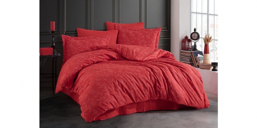  Jaquard Poplin Duvet Cover Set RED