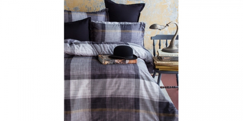 DUNLOE BLACK Digital Satin Duvet Cover Set