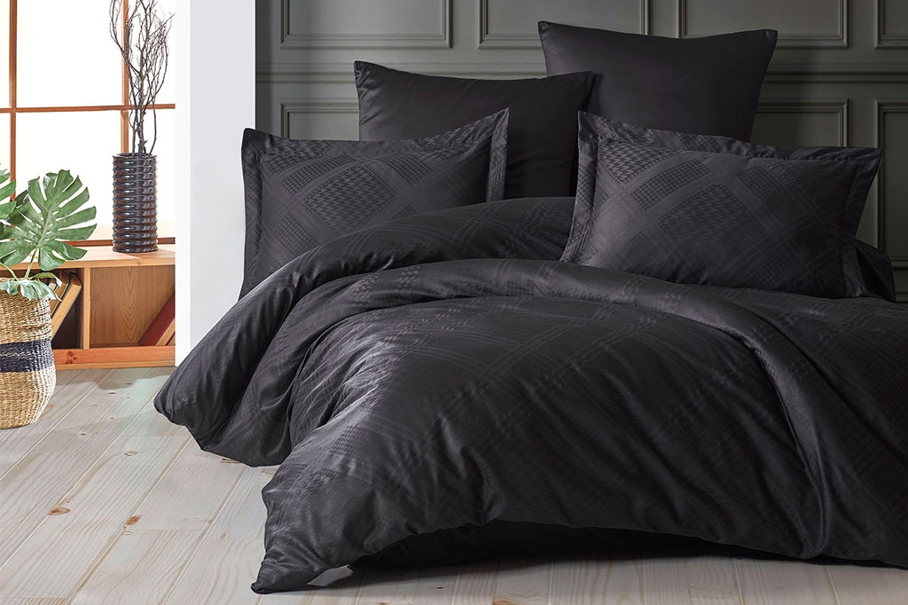 Jacquard bed linen, double, EVANS BLACK