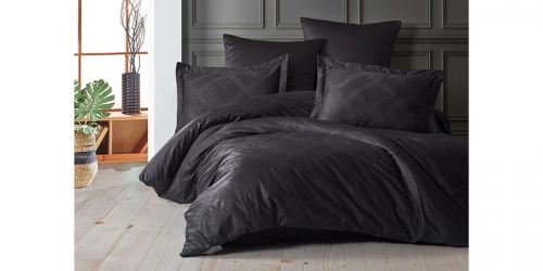 Jacquard bed linen, double, EVANS BLACK