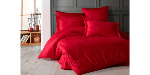 Jacquard bed linen, double, EVANS RED