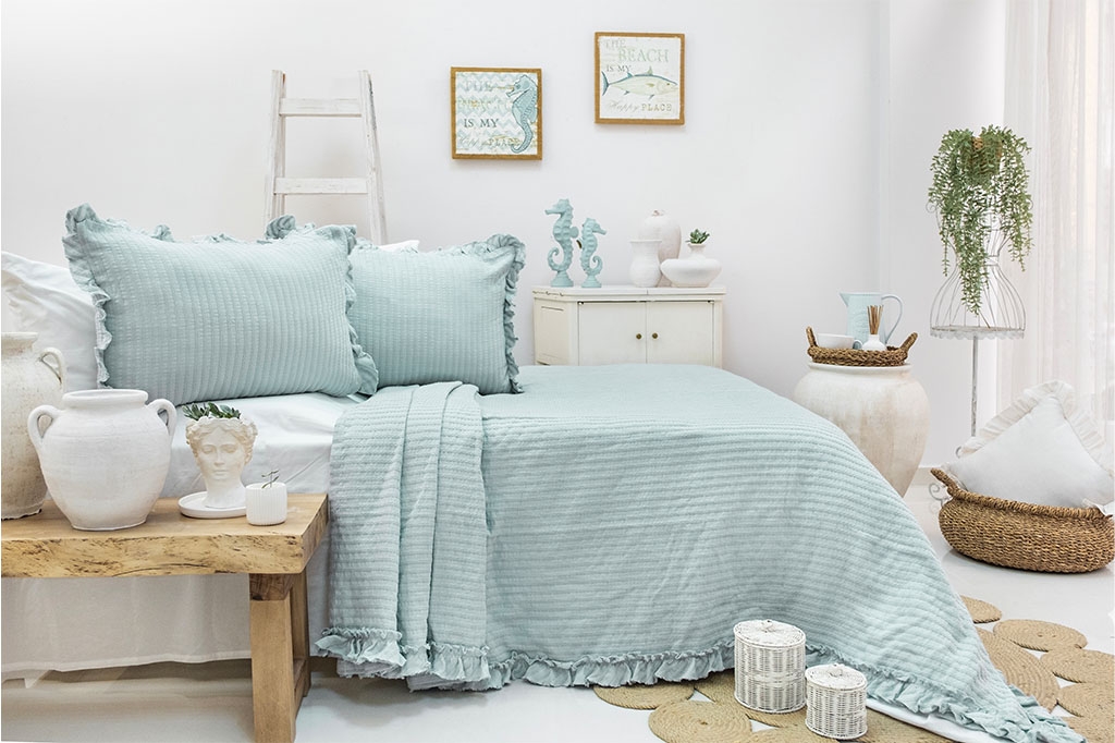 Bedspread MARTA MINT BLUE
