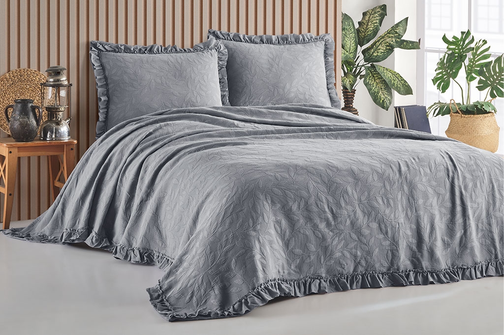 Bedspread with pillowcases, double, ILDA GREY