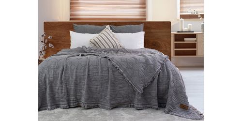 მუსლინის საწოლის გადასაფარებელი, ორიანი, OSCAR ANTHRACITE