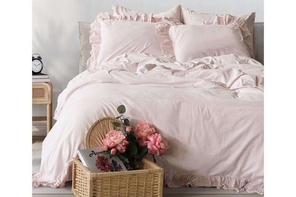 ორსაწოლიანი ორგანული ბამბის თეთრეული PASTORAL PINK