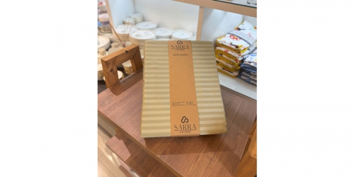 Satin bedding set, STRIPED KHAKI