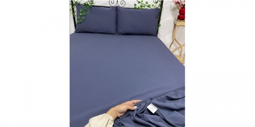 Cotton bedssheet (on rubber) and 2 pillowcases, INDIGO
