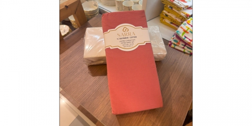 Cotton bedspread (on rubber) and 2 pillowcases, double, BRICK