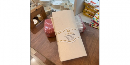 Cotton bedspread (on rubber) and 2 pillowcases, double, CREAM