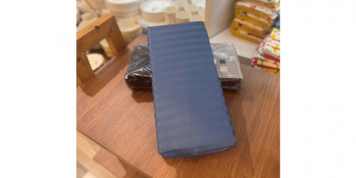 Satin bedspread (on rubber) and 2 pillowcases, double, INDIGO
