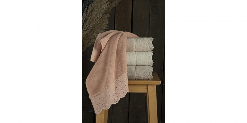 Towel with lace, MERCAN, white