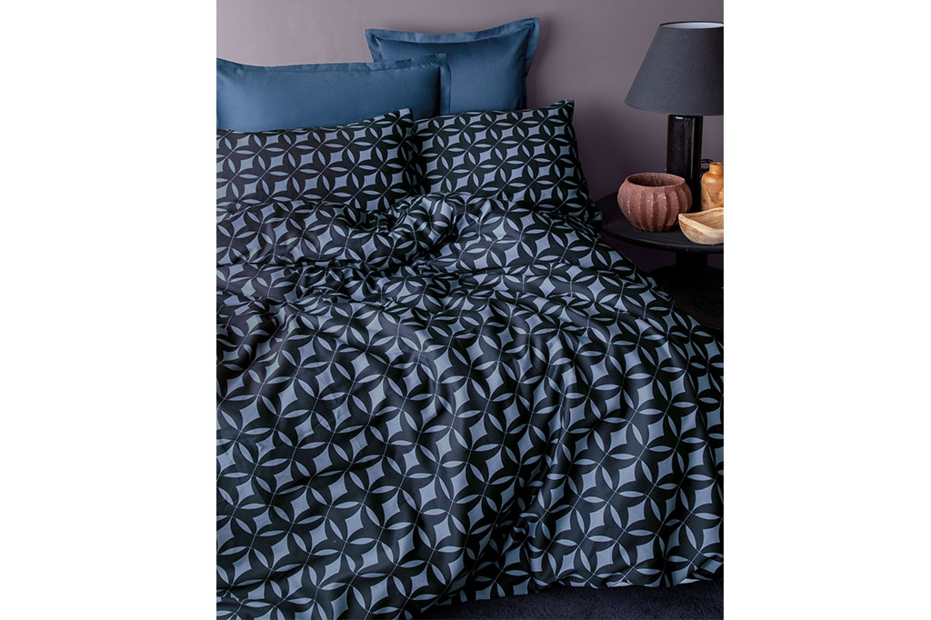 Satin bed linen ISSIMO-MONDO BLUE