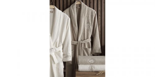 ხალათის და პირსახოცის ნაკრები DEMET CREAM