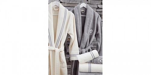 Bathrobe and towel set LINE CREAM