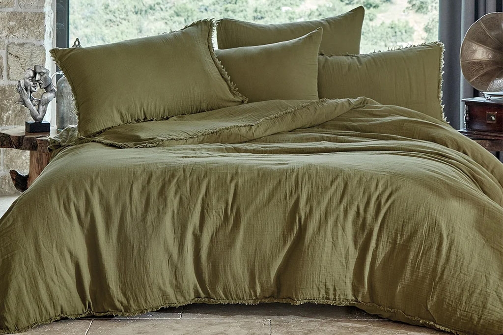 Muslin bed linen SHINE GREEN
