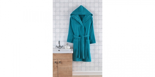 Hooded robe, S/M, turquoise