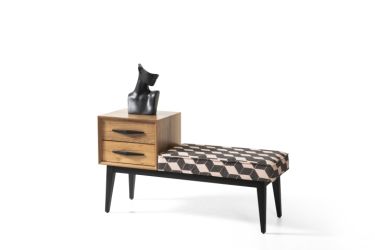 Fabric pouf, with drawers