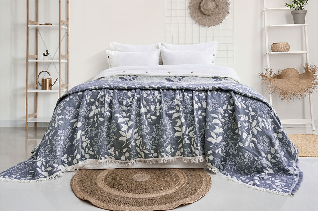 Muslin cover AMORE NAVY BLUE