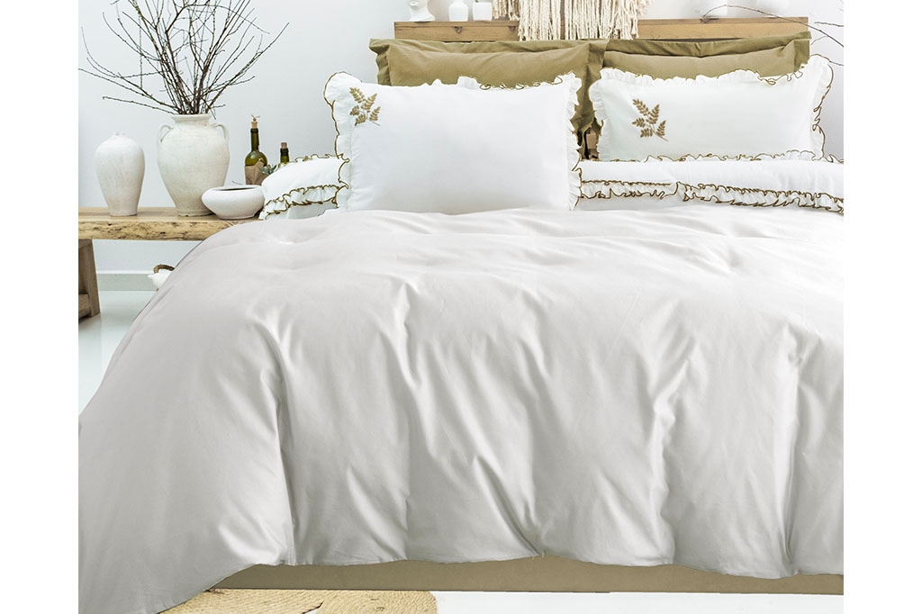 Embroidered bed linen NOVA KHAKI