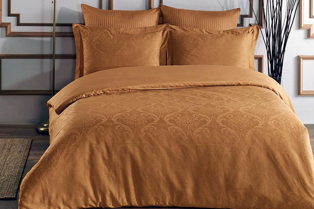 PRIMA CASA ორსაწოლიანი ჯაკარდის თეთრეული DAMASK MUSTARD